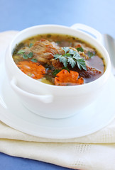 Hot soup with beef meat