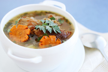 Hot soup with meat