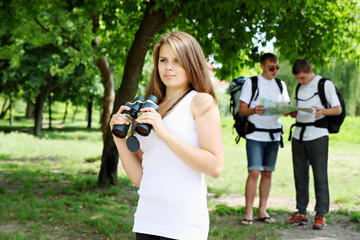 Girl with binoculars