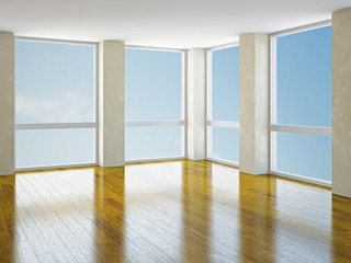 Obraz premium Empty room with windows