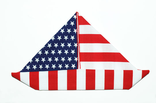 American boat , made form American flag.