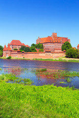 Naklejka na ściany i meble Zamek w Malborku w scenerii latem, Polska