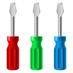 Three colorful screwdrivers