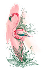 Naklejka premium flamingo