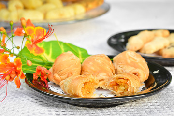 Chicken curry puff on a dish