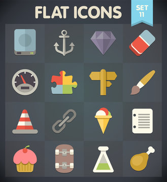 Universal Flat Icons for Web and Mobile Applications Set 11