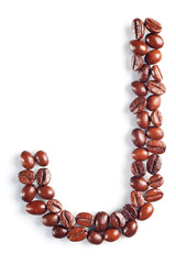 Letter J from coffee beans