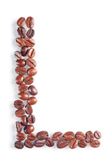 Letter L from coffee beans