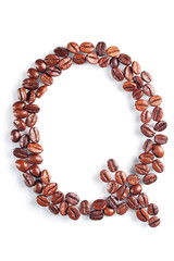 Letter Q from coffee beans