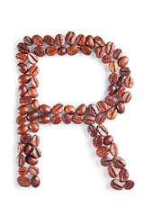 Letter R from coffee beans