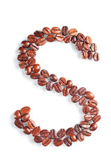 Letter S from coffee beans