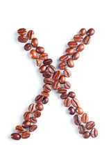 Letter X from coffee beans