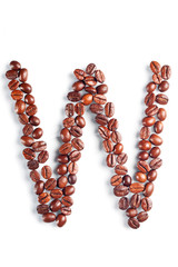 Letter W from coffee beans