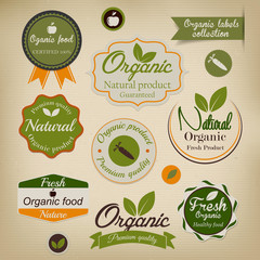 Retro styled Organic Food  labels.Vector