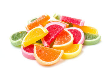 Naklejka na ściany i meble Color fruit jelly candies isolated on white background