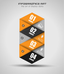Infographic design template with paper tags.