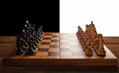 Chess battle black and white