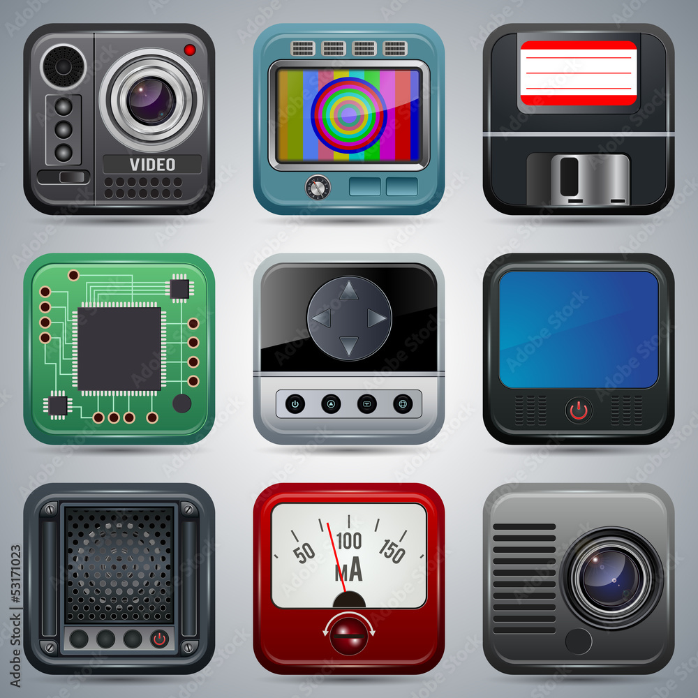 Poster application icons vector set