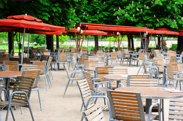 Cafe terrace in Tuileries Garden, Paris