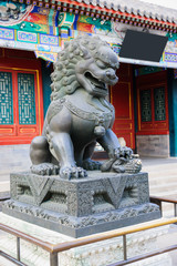 bronze lion sculpture in Summer Palace