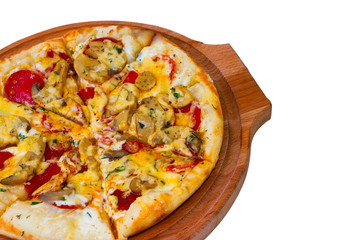white italian a pizza cheese isolated tomato meal food fast dinn
