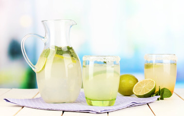 Citrus lemonade in pitcher and glasses