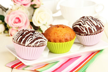 Sweet cupcakes close up