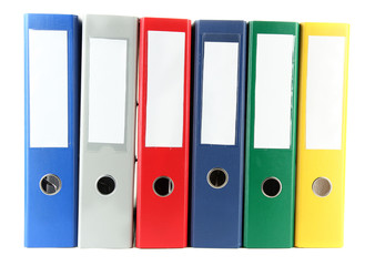 Bright office folders isolated on white