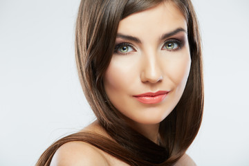 Fototapeta premium Beautiful young woman portrait isolated on studio background.