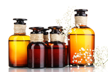 Medicine bottles isolated on white