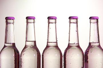 Water bottles close up