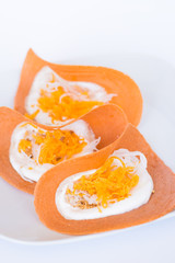 Thai pancake isolate background horizontal