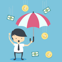 Business Man And Rain Money