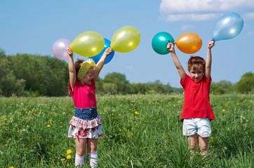 children with balloon outdoor