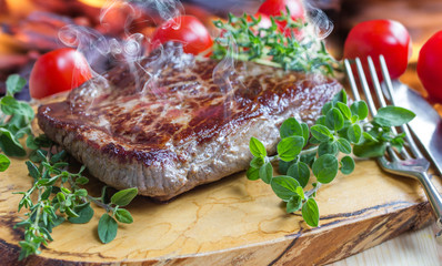 steaming hot steak