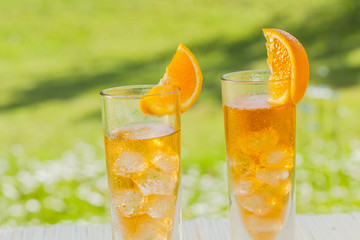cold summer drinks in garden