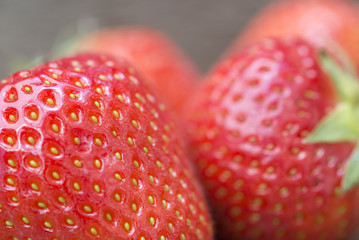 Macro shot of fresh Summer strawberries