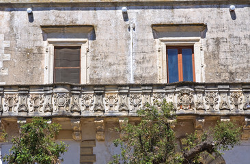Fototapeta na wymiar Historical palace. Palmariggi. Puglia. Italy.