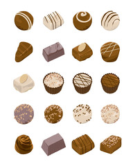 Assorted chocolate candies vector icon