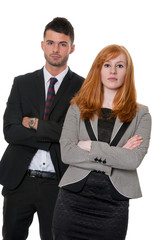 Serious business couple - isolated on white