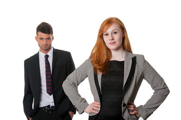 Businesswoman in charge  - isolated on white