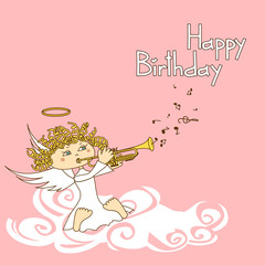 Card for birthday with cupid