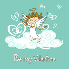 Card for Valentine's Day with cupid