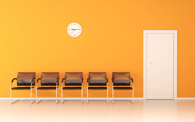 Waiting room with yellow wall