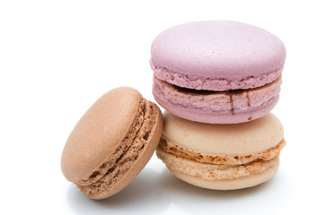 three macaroons on white with clipping path