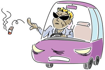 煙草をポイ捨てする男性