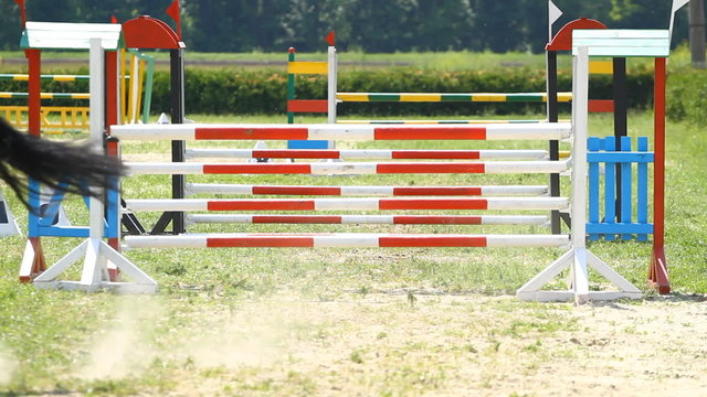 Horse jump a hurdle in competition