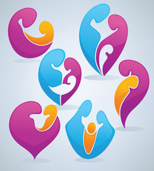 vector collection of happy family and love emblems