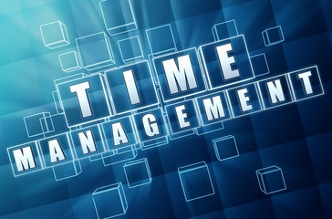 time management in blue glass cubes
