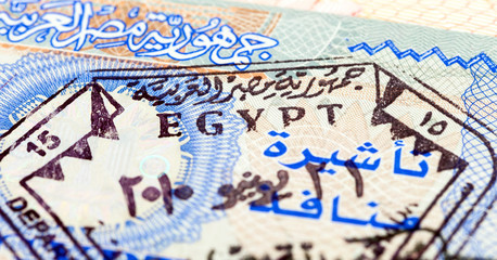 Egyptian visa stamp in the passport